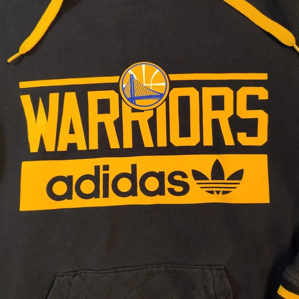 Golden State Warriors Hoodie Mens Small Adidas Black Yellow Diamond Stitch Rare